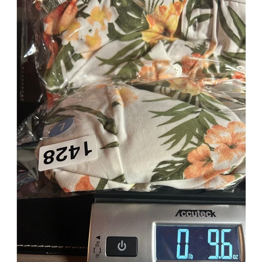 No Boundaries Junior Girls Large Tie Front Tropical Floral Halter White Jumpsuit